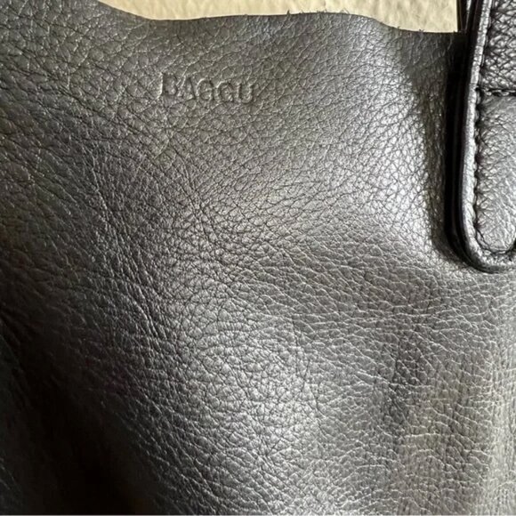 BAGGU Black Leather Basic Tote Bag - Picture 3 of 10